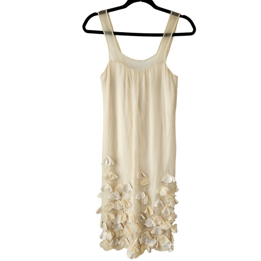 Rebecca Taylor 100% Silk Nightgown Shift Dress Petals Beads Women's 2